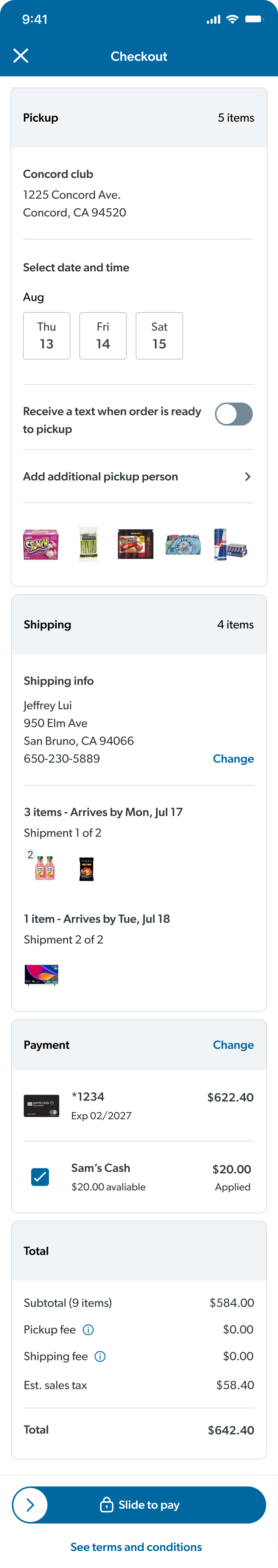 Option A — section headers with icons
